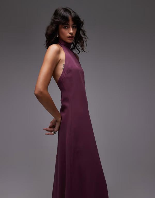 エイソス レディース トップス 衣装 シフォン マキシ衣装 マキシ ホルター ASOS DESIGN chiffon high halter neck maxi dress インチ plum Plum 酸桃