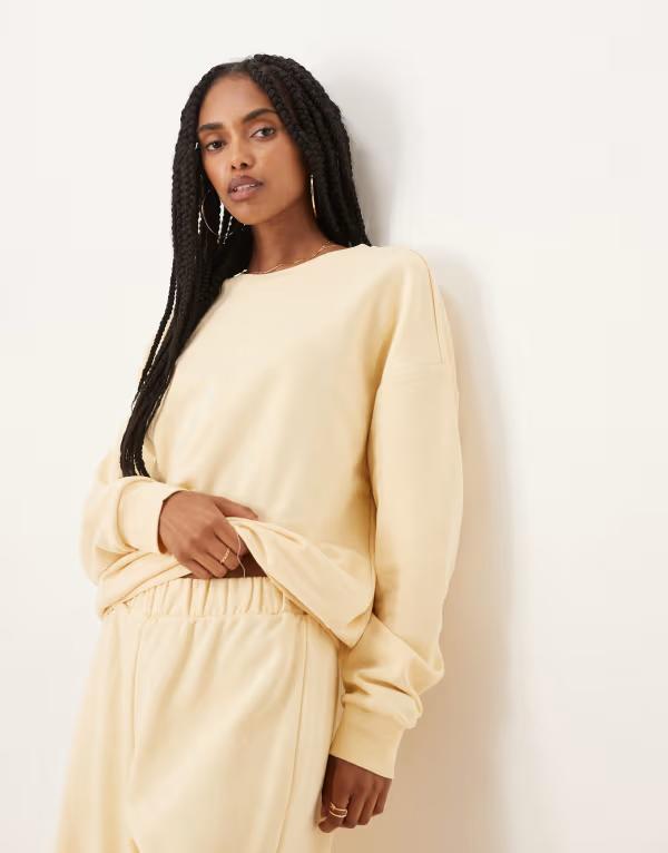 エイソス レディース アウター パーカー・スウェット スウェット シャツ ASOS DESIGN oversized sweatshirt fabric top in buttermilk - part of a set Buttermilk