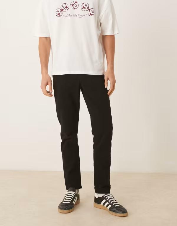 エイソス メンズ ボトムス カジュアルパンツ パンツ ASOS DESIGN tapered pants Black ブラック