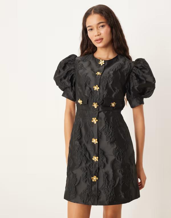 ベビージュン レディース トップス 衣装 ミニ衣装 ミニ Sister Jane Anemone jacquard mini dress black 黒いこと ワンピース-レディースファッション