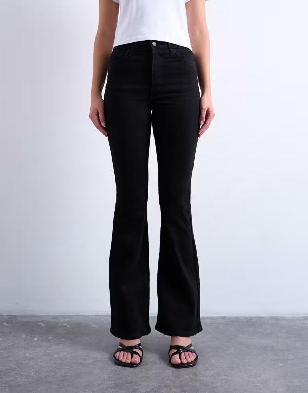 トップショップ レディース ボトムス デニムパンツ ジーンズ Topshop Jamie flare high rise jeans Black ブラック|ReVida 店