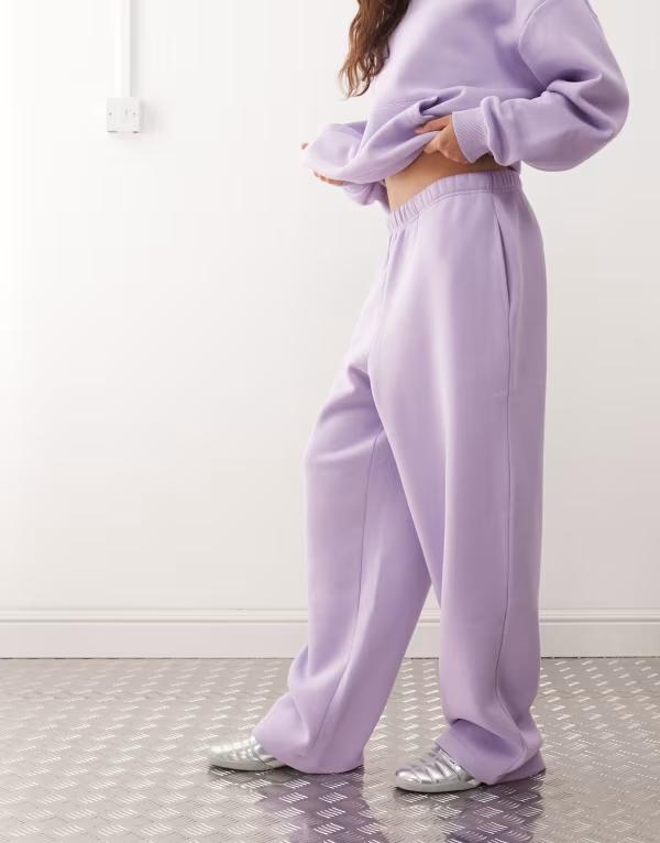 コルージョン レディース ボトムス 心地好いズボン下 ワイドレッグ ズボン下 スウェットパンツ COLLUSION heavyweight wide leg sweatpants PURPLE パープル