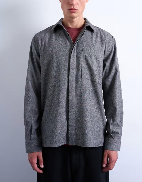 トップマン メンズ トップス シャツ リラックスフィット Topman relaxed fit textured shirt in salt & pepper Salt & Pepper