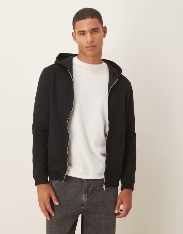 エイソス メンズ アウター パーカー・スウェット パーカー ASOS DESIGN essential zip up hoodie Black ブラック