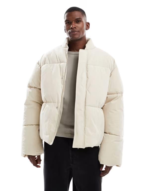 エイソス メンズ アウター ジャケット・ブルゾン ジャケット ASOS DESIGN oversized puffer jacket in ecru CREAM クリーム