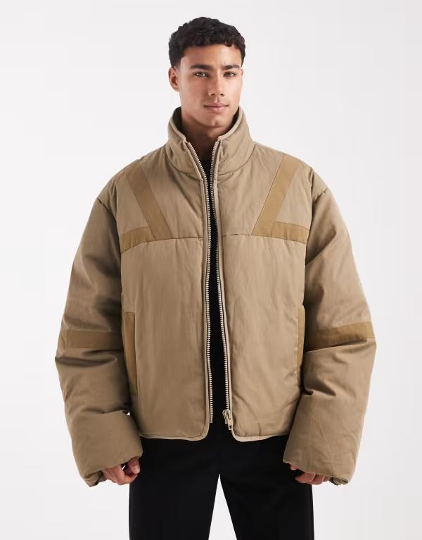 エイソス メンズ アウター コート ジャケット ASOS DESIGN puffer jacket in stone STONE ストーン 17,235円