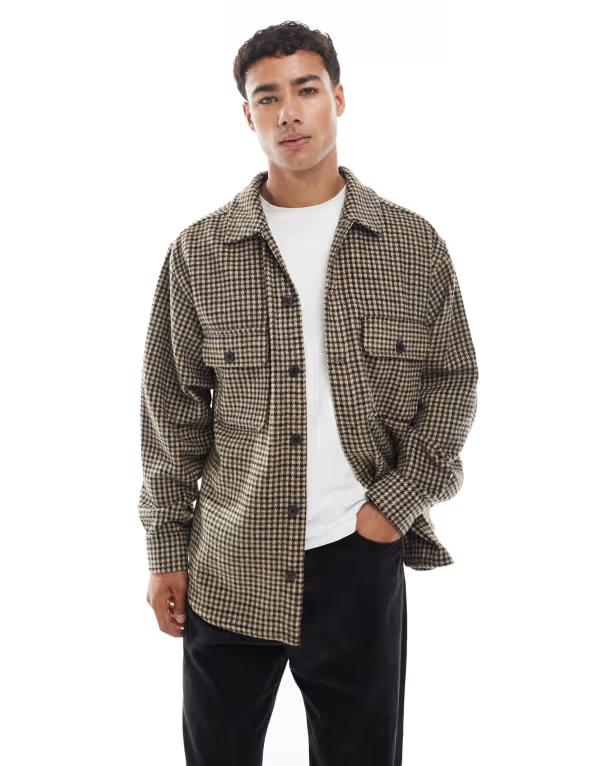 ジャック アンド ジョーンズ メンズ トップス シャツ ツイード Jack & Jones overshirt in tweed plaid Delicioso チェック