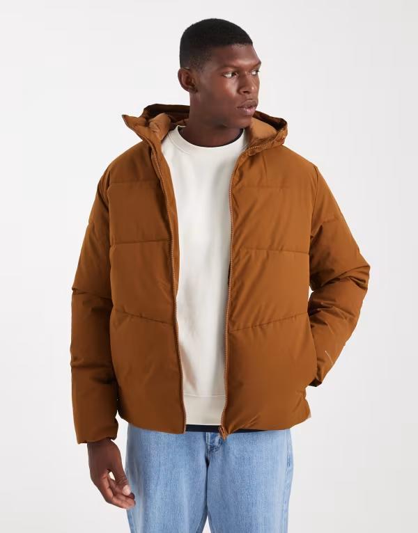 手玉 アンド ジョーンズ メンズ アウター 厚地の外套 Jack \u0026 Jones hooded puffer インチ tan Monks robe タン