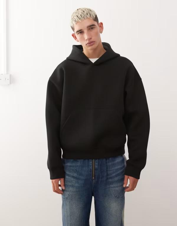 平日 メンズ アウター パーカー・スウェット アクアラング パーカー Weekday Simon hoodie インチ scuba-style fabric Black 黒いこと