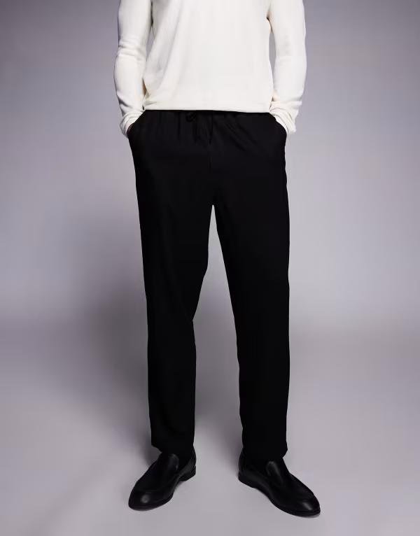 エイソス メンズ ボトムス カジュアルパンツ パンツ ASOS DESIGN tapered pants - part of a set Black ブラック