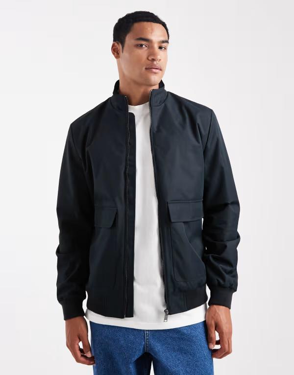 スリードベア メンズ アウター コート ジャケット Threadbare rainproof bomber jacket with front pockets NAVY ネイビー