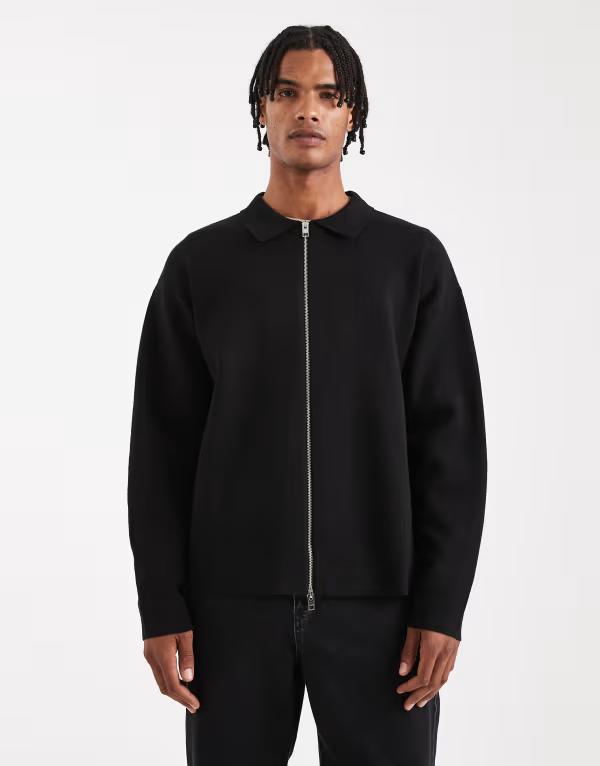 ジャック アンド ジョーンズ メンズ アウター カーディガン ニット Jack & Jones premium soft knit zip cardigan Black ブラック