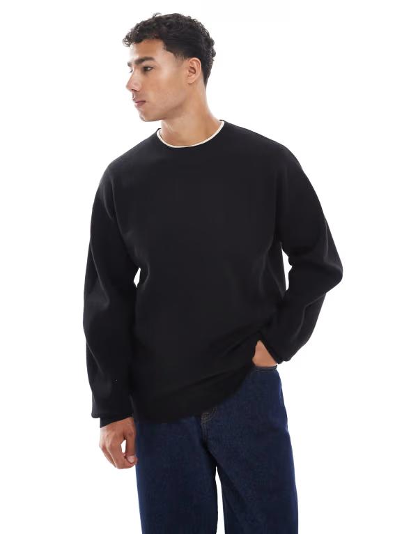 ジャック アンド ジョーンズ メンズ アウター ニット・セーター クルーネック セーター Jack & Jones soft crew neck sweater Black ブラック｜ReVida 店