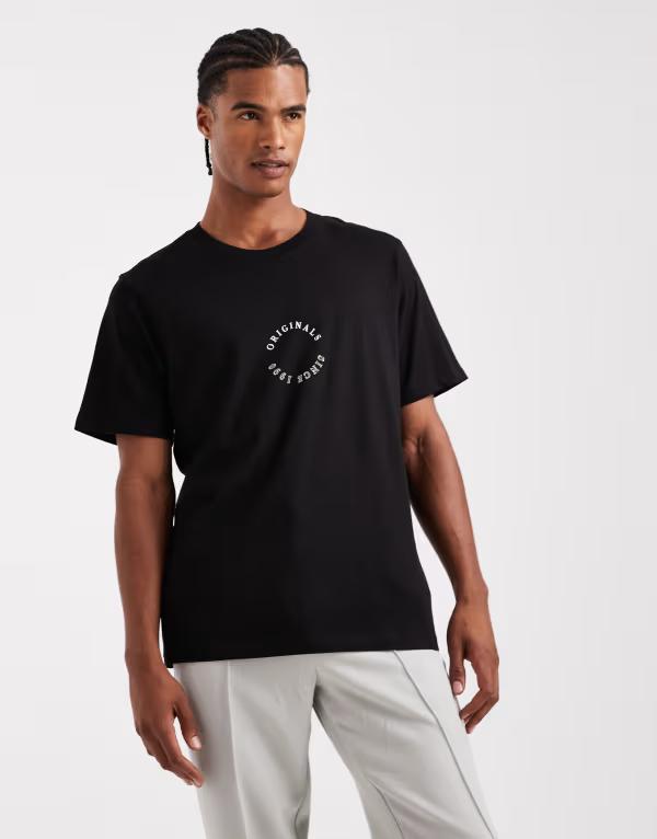 ジャック アンド ジョーンズ メンズ トップス Tシャツ プリント シャツ Jack & Jones relaxed T-shirt with Originals print Black ブラック