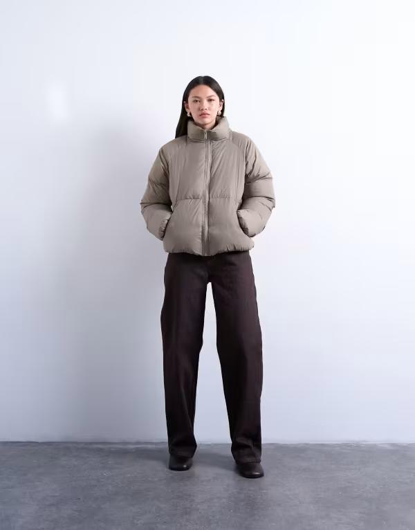 トップショップ レディース アウター ジャケット・ブルゾン ジャケット Topshop puffer bomber jacket in mushroom Mushroom