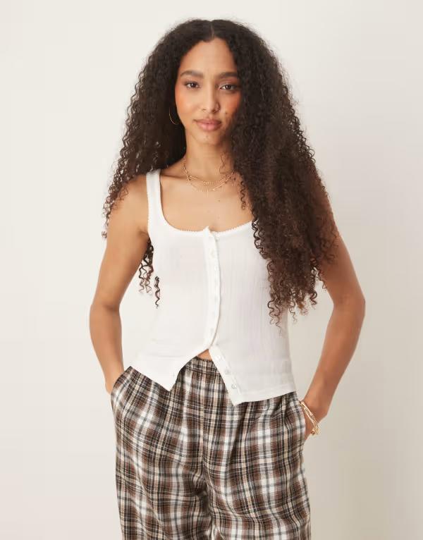 フリーピープル レディース トップス タンクトップ Free People end game pointelle tank top SUGAR SWIZZLE ホワイト