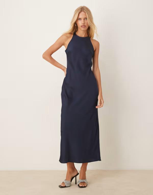 離宮 レディース トップス 衣装 midi衣装 midi 繻子 Vila racer satin MIDI dress インチ deep NAVY BLAZER 米国海軍