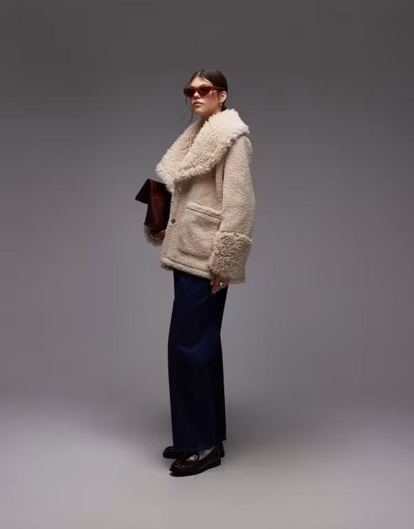 エモリー パーカー レディース アウター 厚地の外套 Emory Park faux shearling overcoat インチ taupe Taupe トープ