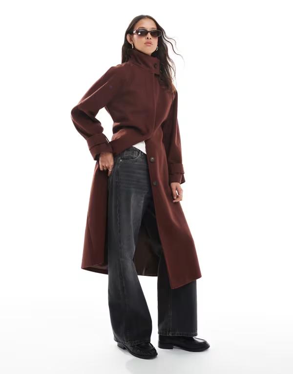 エイソス レディース アウター コート スタンドネック ASOS DESIGN funnel neck longline formal trench coat in rustラスト 18,115円