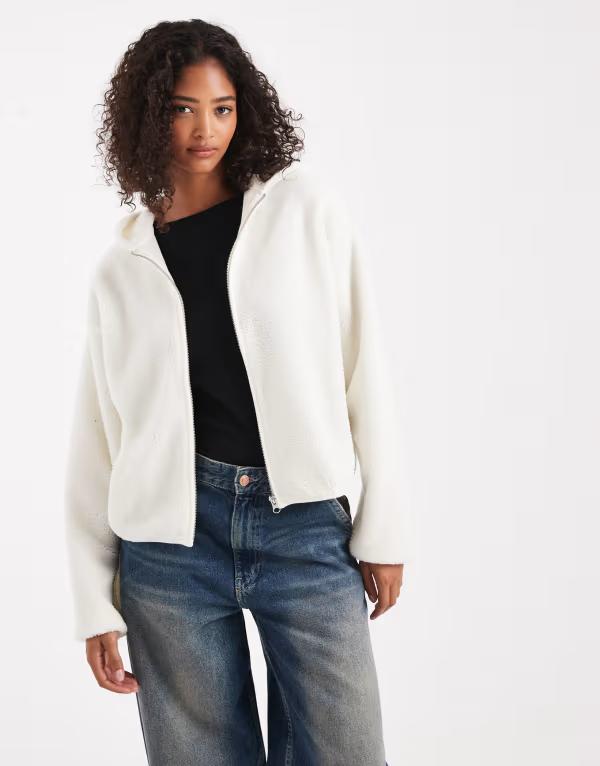 ピーシーズ レディース アウター ジャケット・ブルゾン フーデッドジャケット ジャケット Pieces teddy hooded jacket Cloud Dancer ホワイト｜ReVida 店