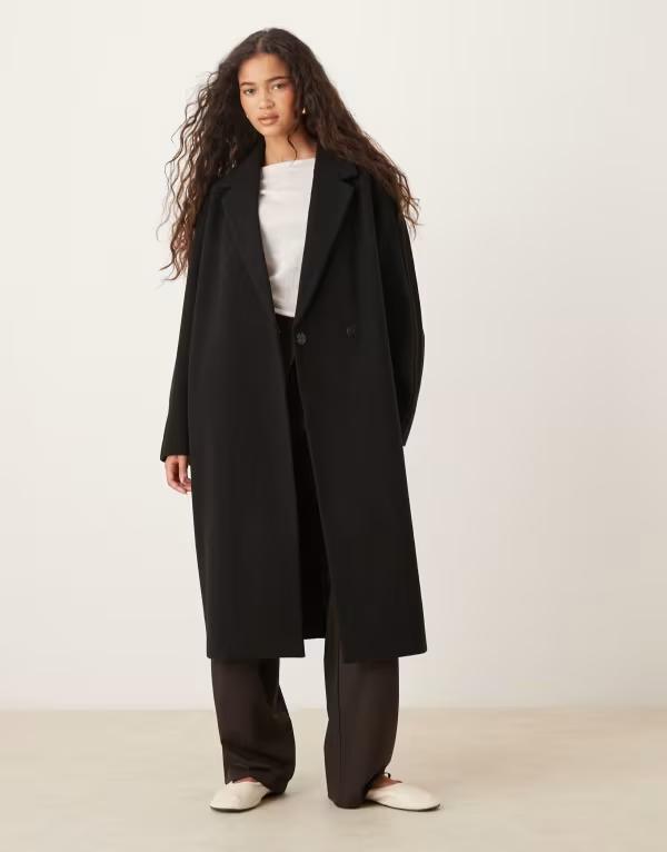 エイソス レディース アウター コート ASOS DESIGN chuck on overcoat Black ブラック