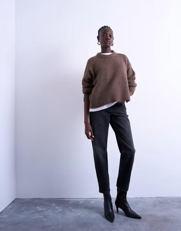 トップショップ レディース ボトムス デニムパンツ ジーンズ Topshop mom jeans in washed WASHED BLACK ブラック｜ReVida 店