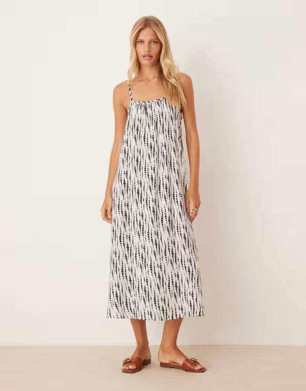 ジェイディーワイ レディース トップス ワンピース ミディワンピース プリント ミディ JDY strappy midi dress/abstract print WHITE ホワイト