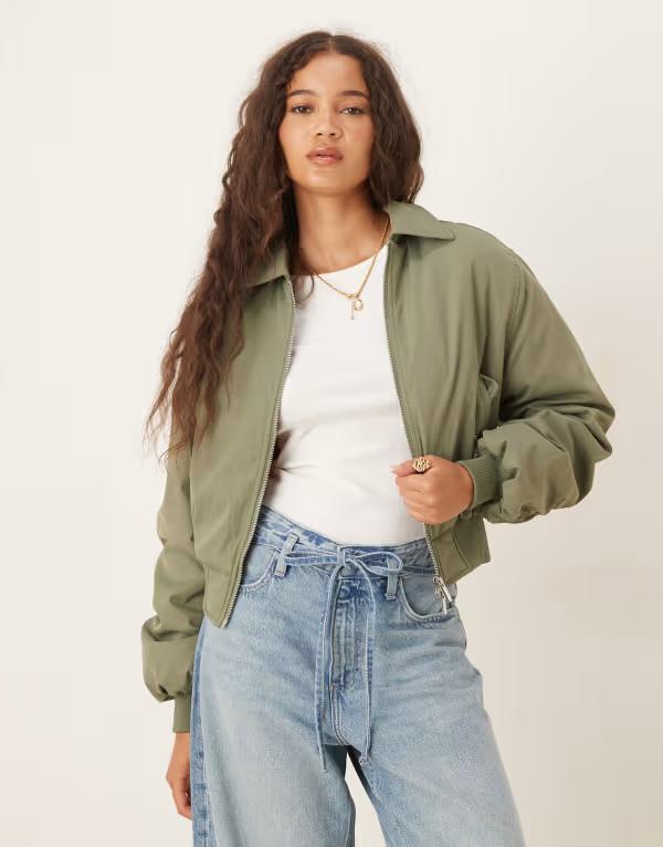 コットンオン レディース アウター ジャケット・ブルゾン ジャケット Cotton On Toby bomber jacket Khaki カーキ｜ReVida 店