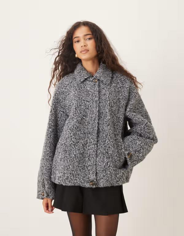 エイソス レディース アウター 上衣・上衣 上衣 ASOS DESIGN top collar brushed bomber jacket gray 薄墨色