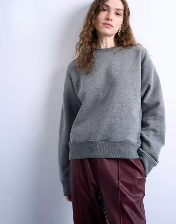 とっ始め販売店 レディース アウター パーカー・スウェット 流汗 プルオーバー Topshop ultimate sweatshirt インチ dark heather Dark gray marl 薄墨色 レディースファッション-パーカー