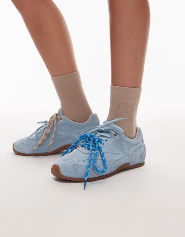 ブロンクス レディース シューズ スニーカー スエード レース Bronx Myr-aa lace up sneakers in baby blue suede BLUE ブルー