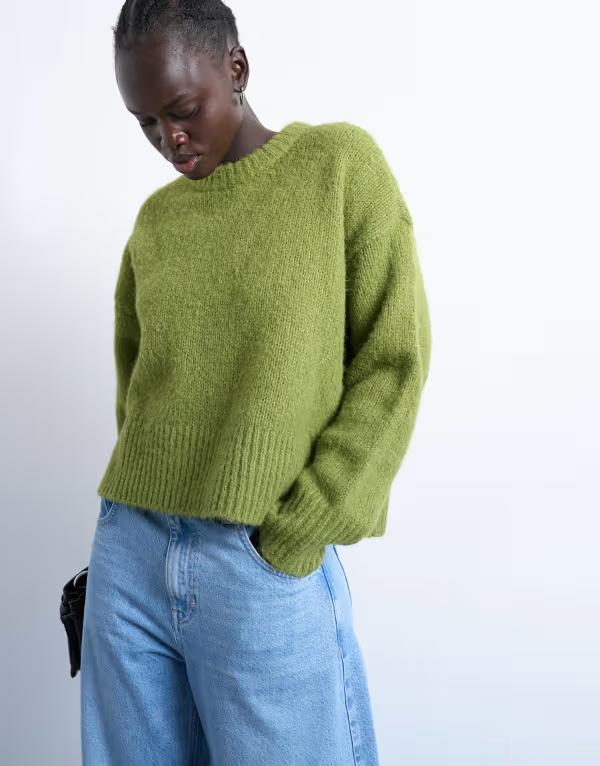 トップショップ レディース アウター ニット・セーター セーター ニット Topshop knit mid ultimate sweater Green グリーン|ReVida 店