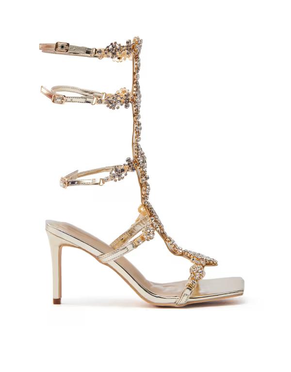 アザレア ワン レディース シューズ サンダル ヒール Azalea Wang Jonquil embellished heeled sandals GOLD ゴールド