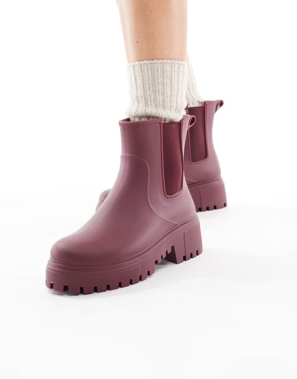 ロンドンレベル レディース シューズ ブーツ・レインブーツ チェルシーブーツ チェルシー ブーツ London Rebel Phoebe chunky chelsea boots Burgundy バーガンディ