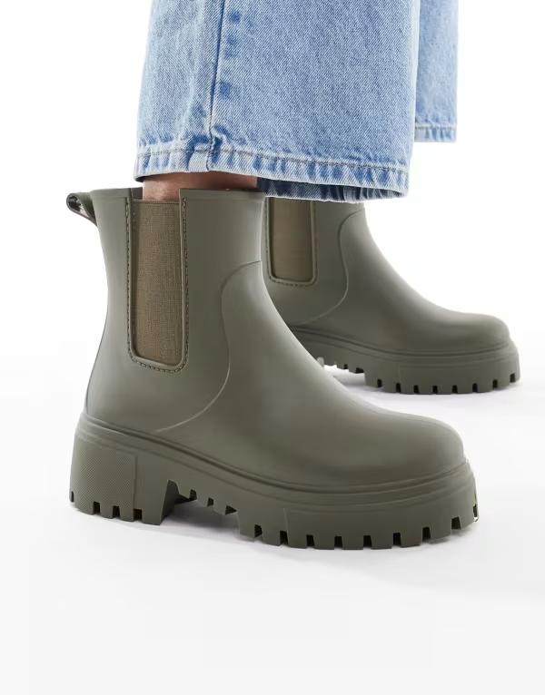 ロンドンレベル レディース シューズ ブーツ・レインブーツ チェルシーブーツ チェルシー ブーツ London Rebel Phoebe chunky chelsea boots in olive OLIVE オリーブ