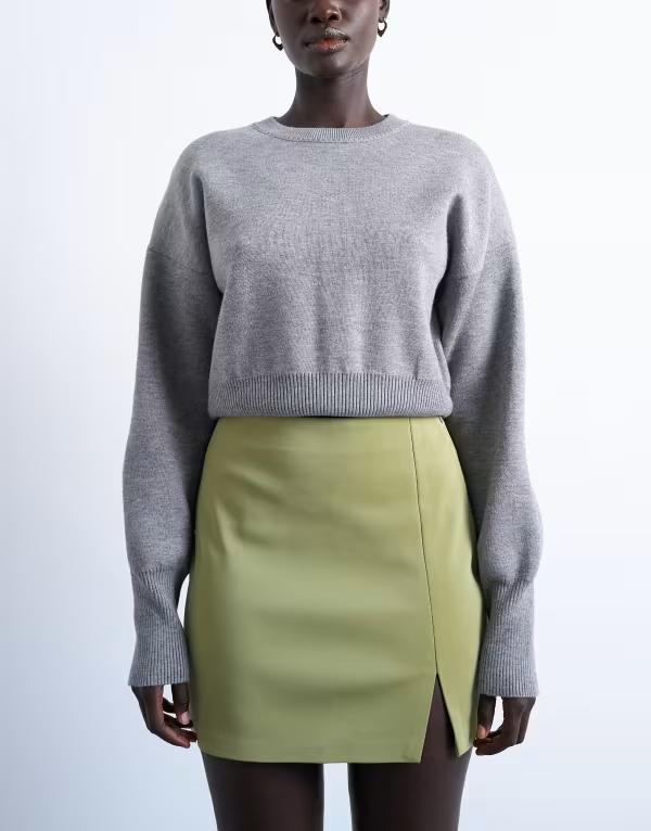 トップショップ レディース アウター ニット・セーター セーター ニット Topshop knit compact fitted waist sweater Gray グレー｜ReVida 店