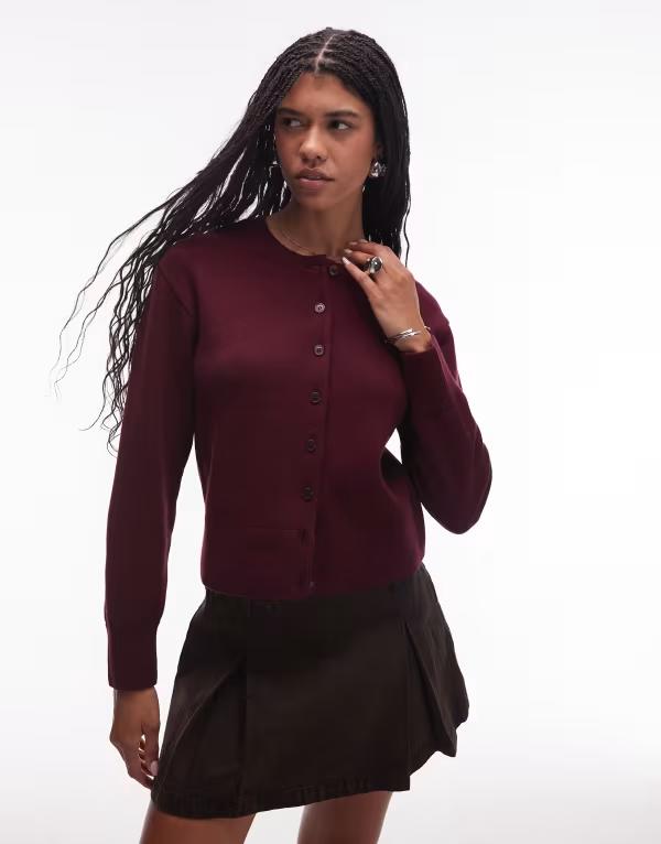 アンドアザーストーリーズ レディース アウター カーディガン ウール & Other Stories wool cardigan with button front Burgundy バーガンディ 19,225円