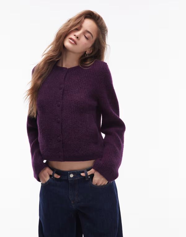 アンドアザーストーリーズ レディース アウター カーディガン ウール ジャケット & Other Stories alpaca wool blend cardigan jacket with jet pockets berry Purple Berry パープル