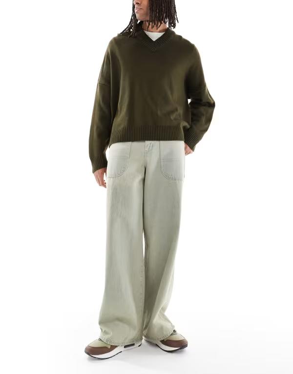 エイソス メンズ ボトムス デニムパンツ ジーンズ ASOS DESIGN super baggy jeans with back adjuster and tint in light wash LIGHT WASH BLUE ブルー