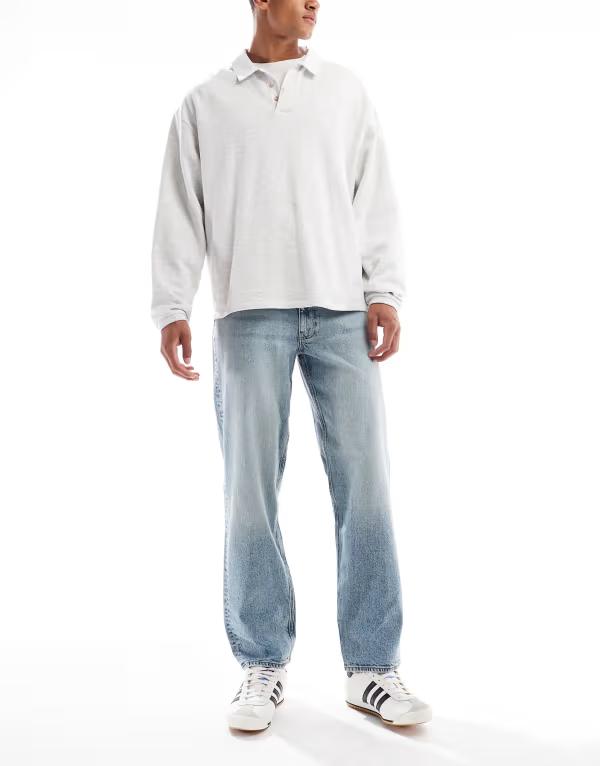 エイソス メンズ ボトムス ジーンズズボン下 デニム ASOS DESIGN straight fit jeans インチ light wash LIGHT WASH BLUE 青色
