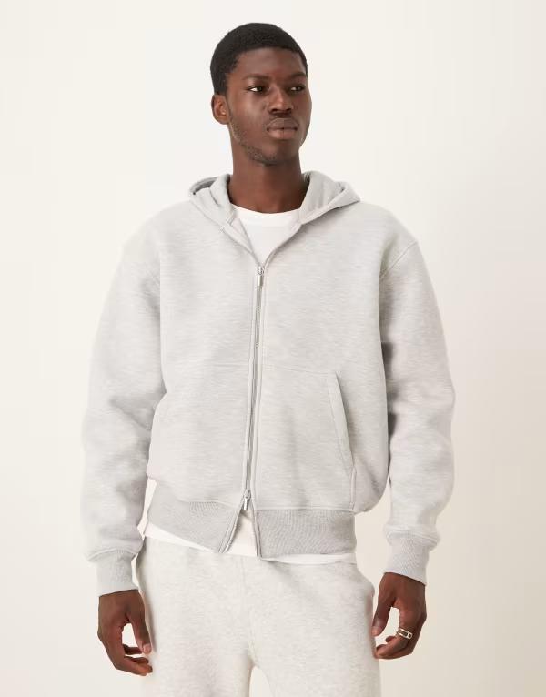 エイソス メンズ アウター パーカー・スウェット スキューバ パーカー ASOS DESIGN heavyweight oversized zip up hoodie in scuba-style fabric heather Gray Heather グレー 13,675円