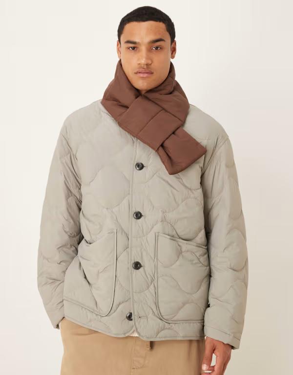 エイソス メンズ アクセサリー マフラー・ストール・スカーフ ASOS DESIGN padded quilt packable scarf BROWN ブラウン