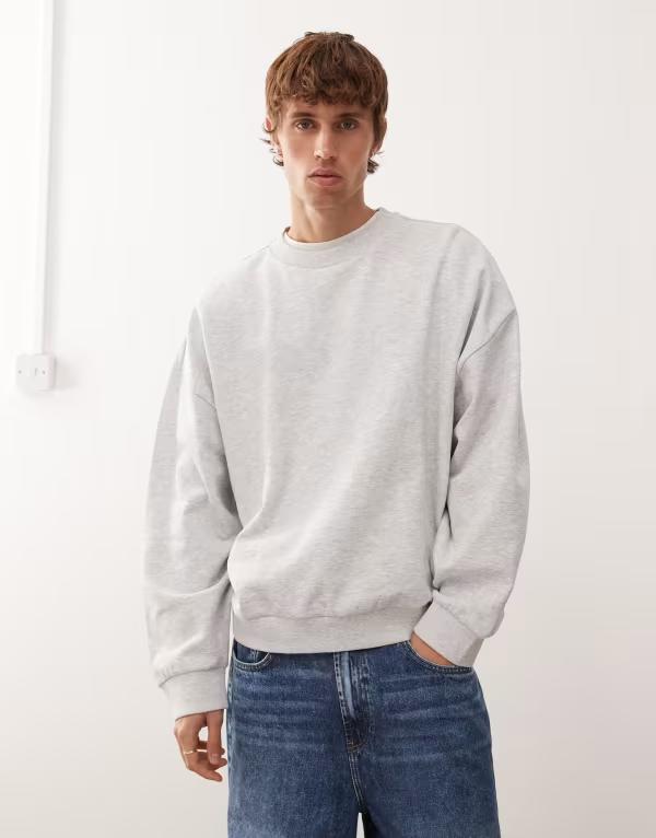 コルージョン メンズ アウター パーカー・スウェット スウェット シャツ COLLUSION Boxy sweatshirt heather Gray グレー