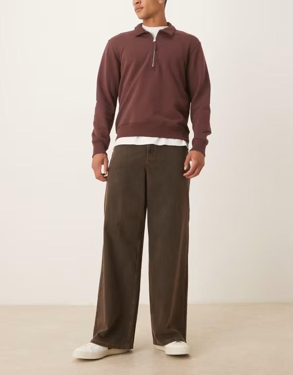 エイソス メンズ ボトムス ジーンズズボン下 デニム ASOS DESIGN super baggy jeans インチ tinted brown wash Brown wash 赤銅色