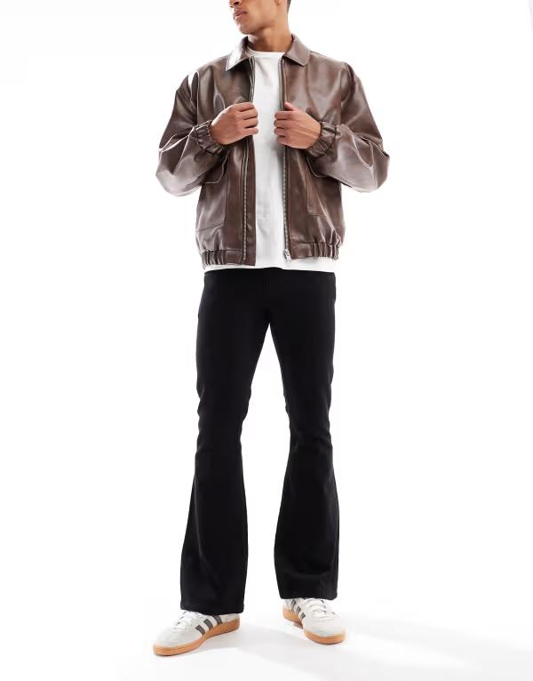 エイソス メンズ ボトムス デニムパンツ ジーンズ ASOS DESIGN stretch flared jeans Black ブラック