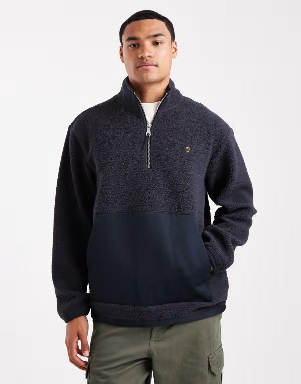 ファーラー メンズ アウター パーカー・スウェット フリース Farah Mews 1/4 zip fleece NAVY ネイビー