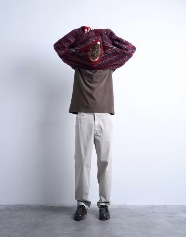 とっ始めマン メンズ ボトムス 心地好いズボン下 引っ切りない ズボン下 Topman straight leg twill elasticized waist pants インチ stone STONE 石ころ メンズファッション-ズボン・パンツ