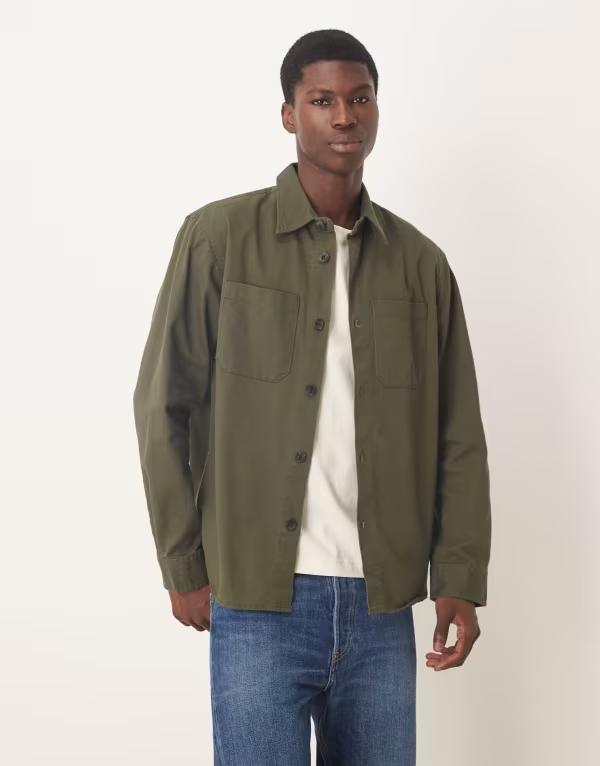 セレクティッド メンズ トップス シャツ コットン Selected 100% cotton overshirt with pockets Forest Night フォレスト