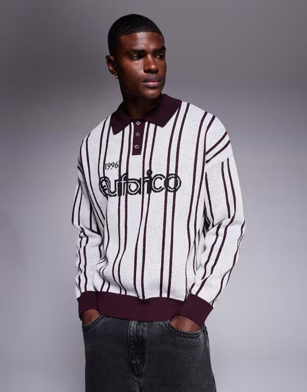 エイソス メンズ トップス ポロシャツ ニット グラフィック ASOS DESIGN oversized textured knit polo shirt with sports graphic Multi マルチカラー