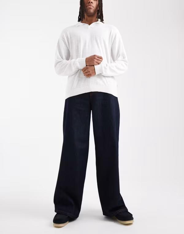 コルージョン メンズ ボトムス ジーンズズボン下 ワイドレッグ COLLUSION wide leg mid rise jean インチ rinse Rinse